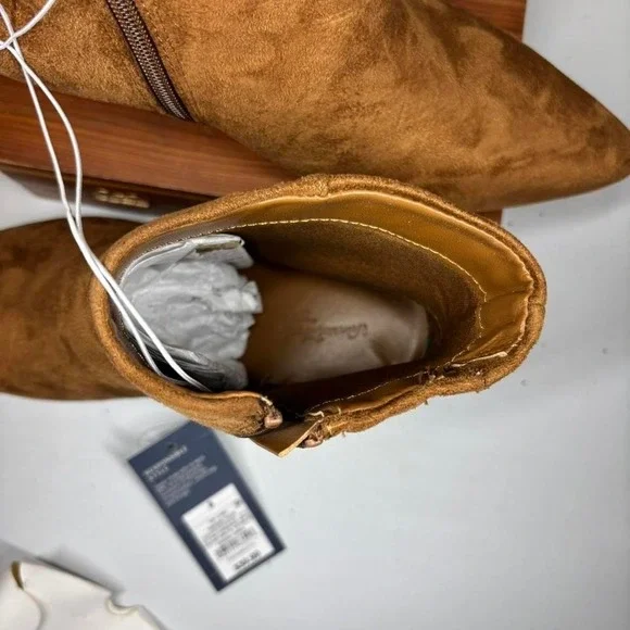 Universal Thread Womens 8 Brown Faux Suede Pointed Kitten Heel Ankle Boots NWT - Picture 5 of 6